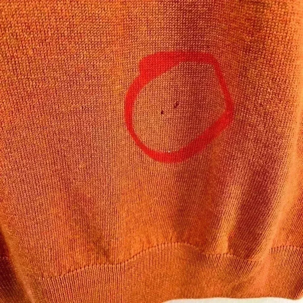 Alan Flusser 100% Merino Wool Sweater, v neck, pullover, in Autumn orange